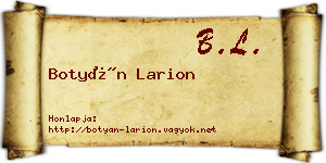 Botyán Larion névjegykártya